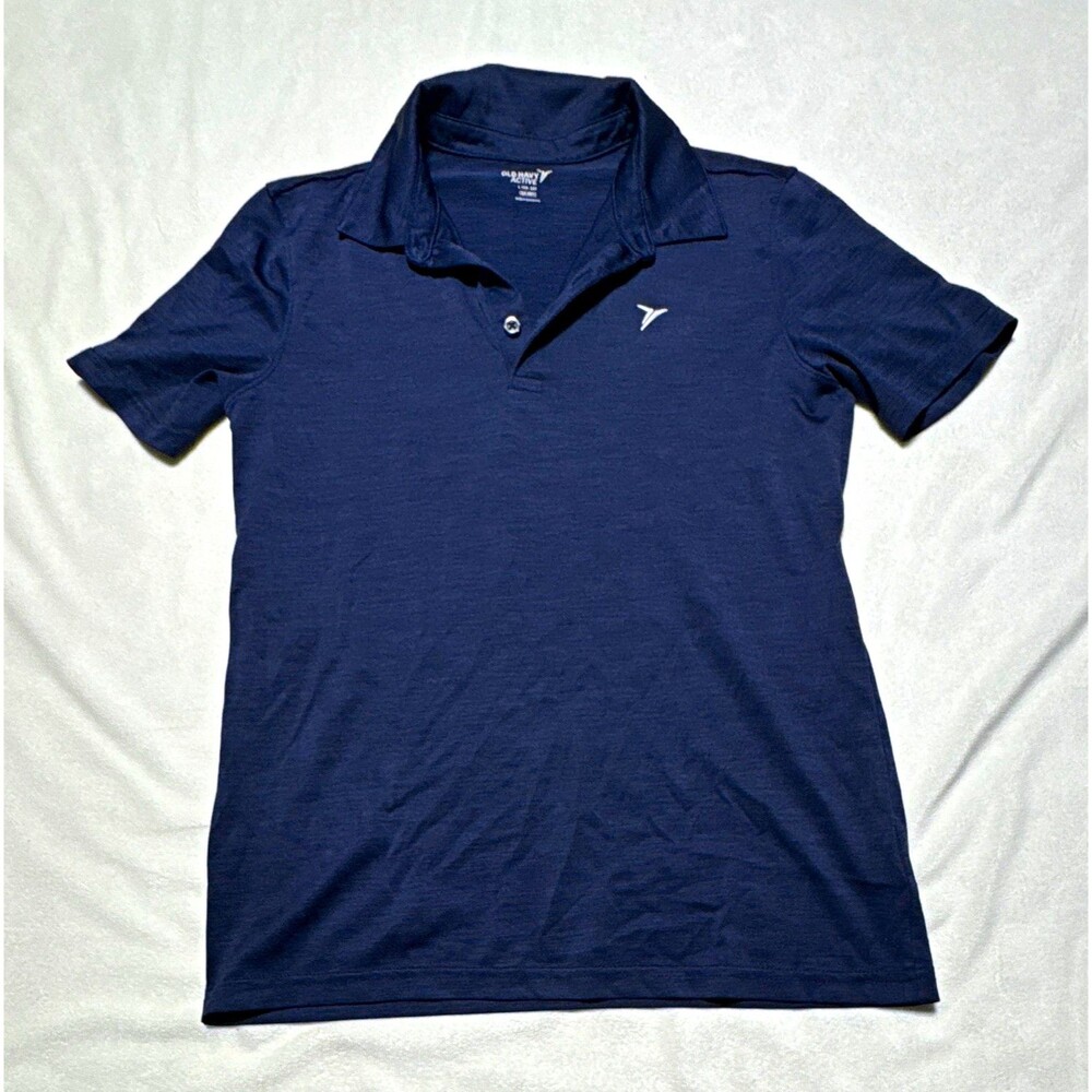 Old Navy Active Polo kidsL Navy Short Sleeve Solid Collared Polyester Logo
